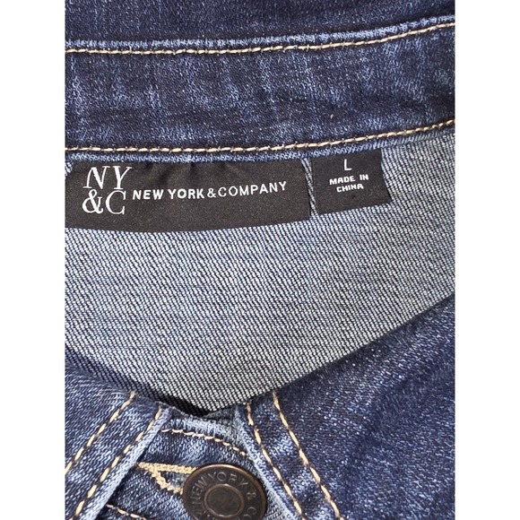 New York & Company Womens Stretch Denim Jean Jacket Distressed Size L - Picture 5 of 12